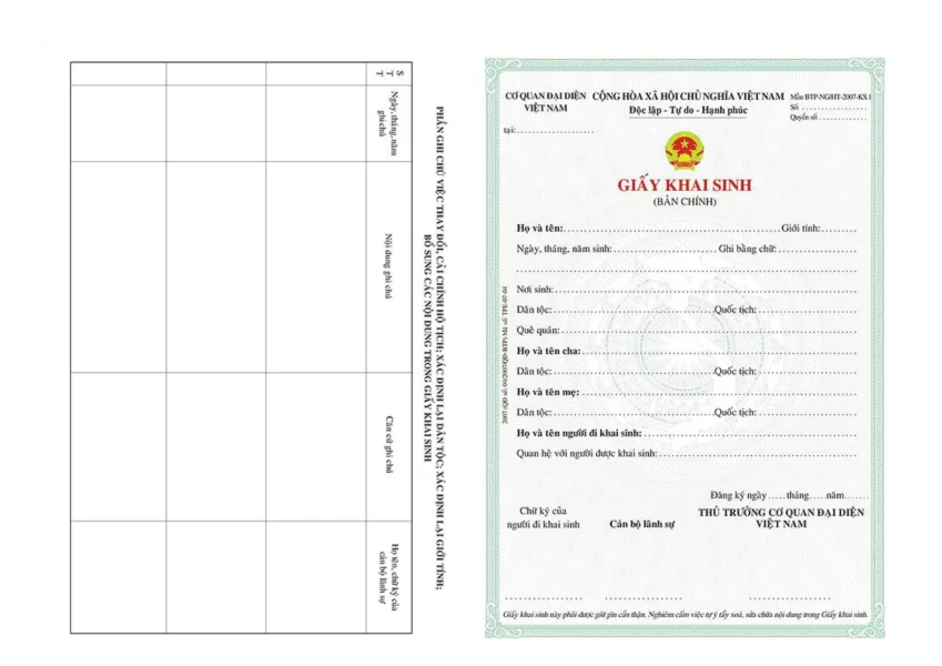 Dịch Thuật Công Chứng Giấy Khai Sinh