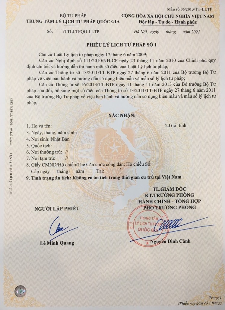 Dịch thuật lý lịch tư pháp