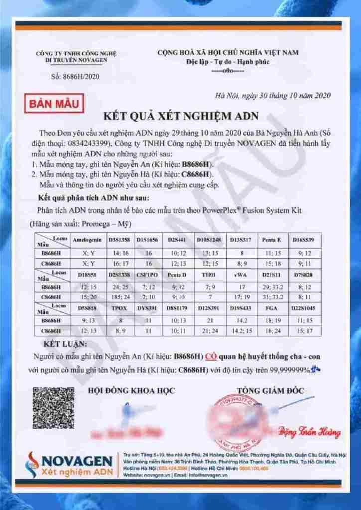 Dịch thuật phiếu xét nghiệm ADN